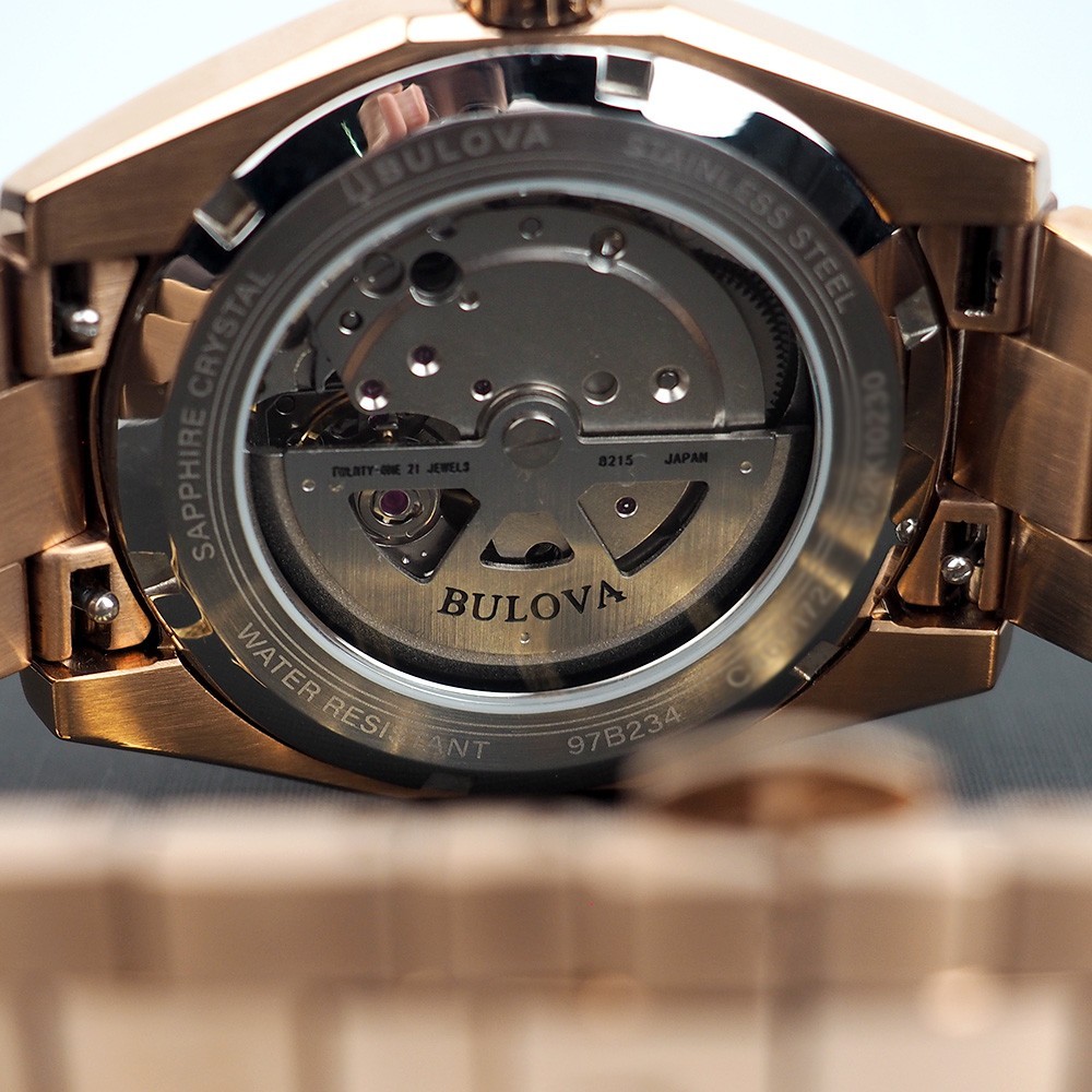 Men’s Bulova Surveyor 97B234 Purple Dial Rose Gold-Tone Automatic Watch 39mm