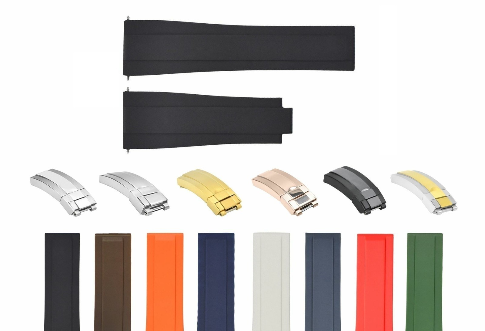 20-21-22MM SILICONE RUBBER WATCH STRAP BAND FITS ROLEX DATEJUST DAYTONA GMT SUB