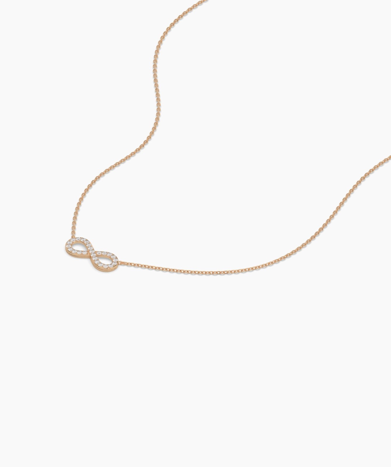 0.10 CT Round Lab Grown Diamond 14K Gold Dainty Infinity Symbol Pendant Necklace