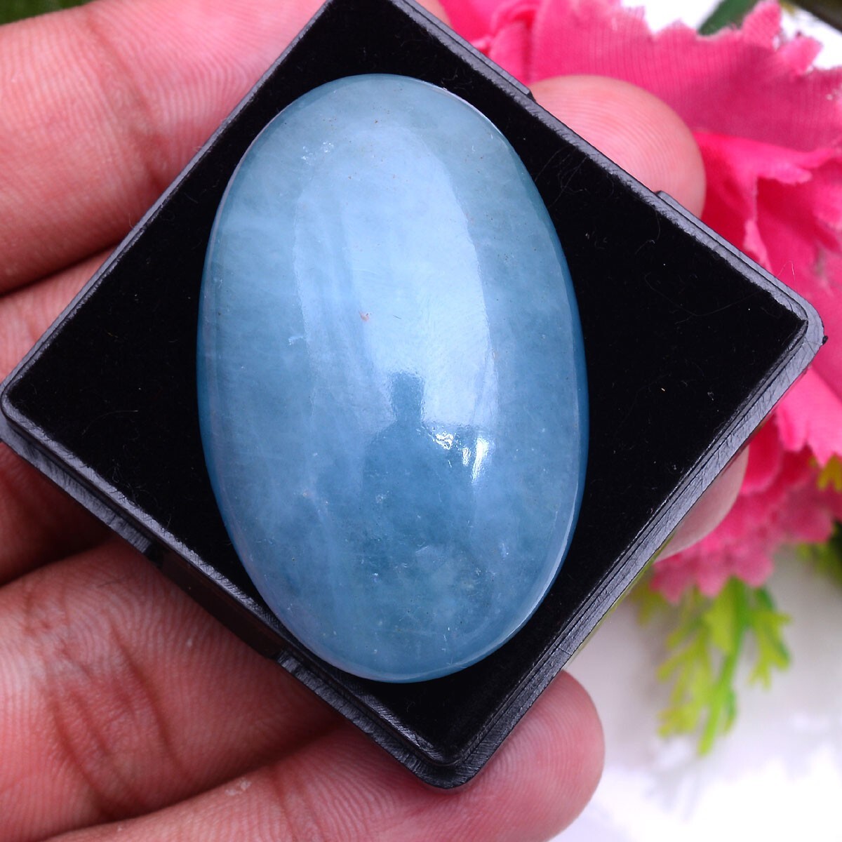 81.00 Cts Natural Aquamarine Top Quality 41mm*26mm Cabochon Untreated Gemstone
