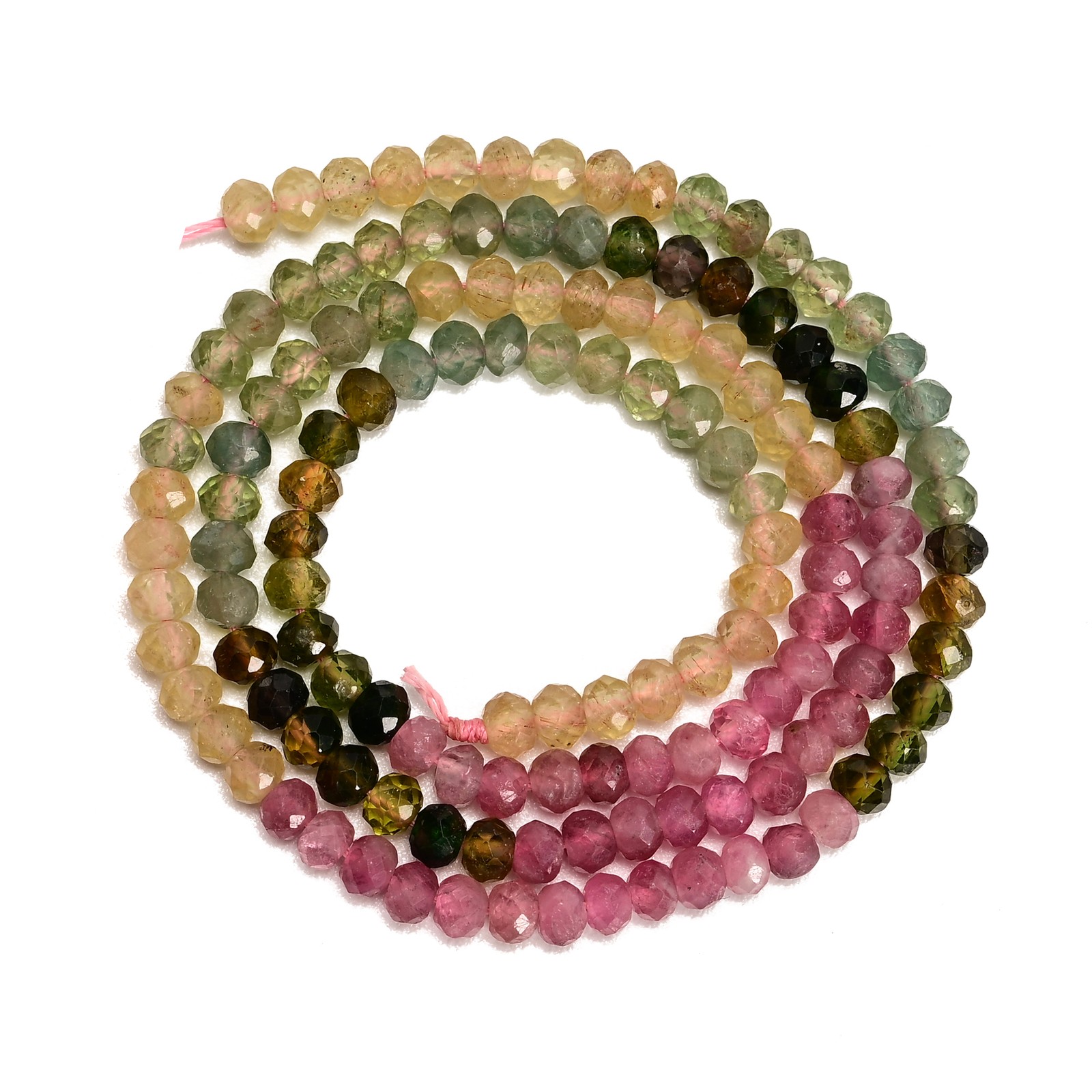 Gradient Natural Multi-color Tourmaline Faceted Rondelle Beads 3x4mm 15.5” Strd