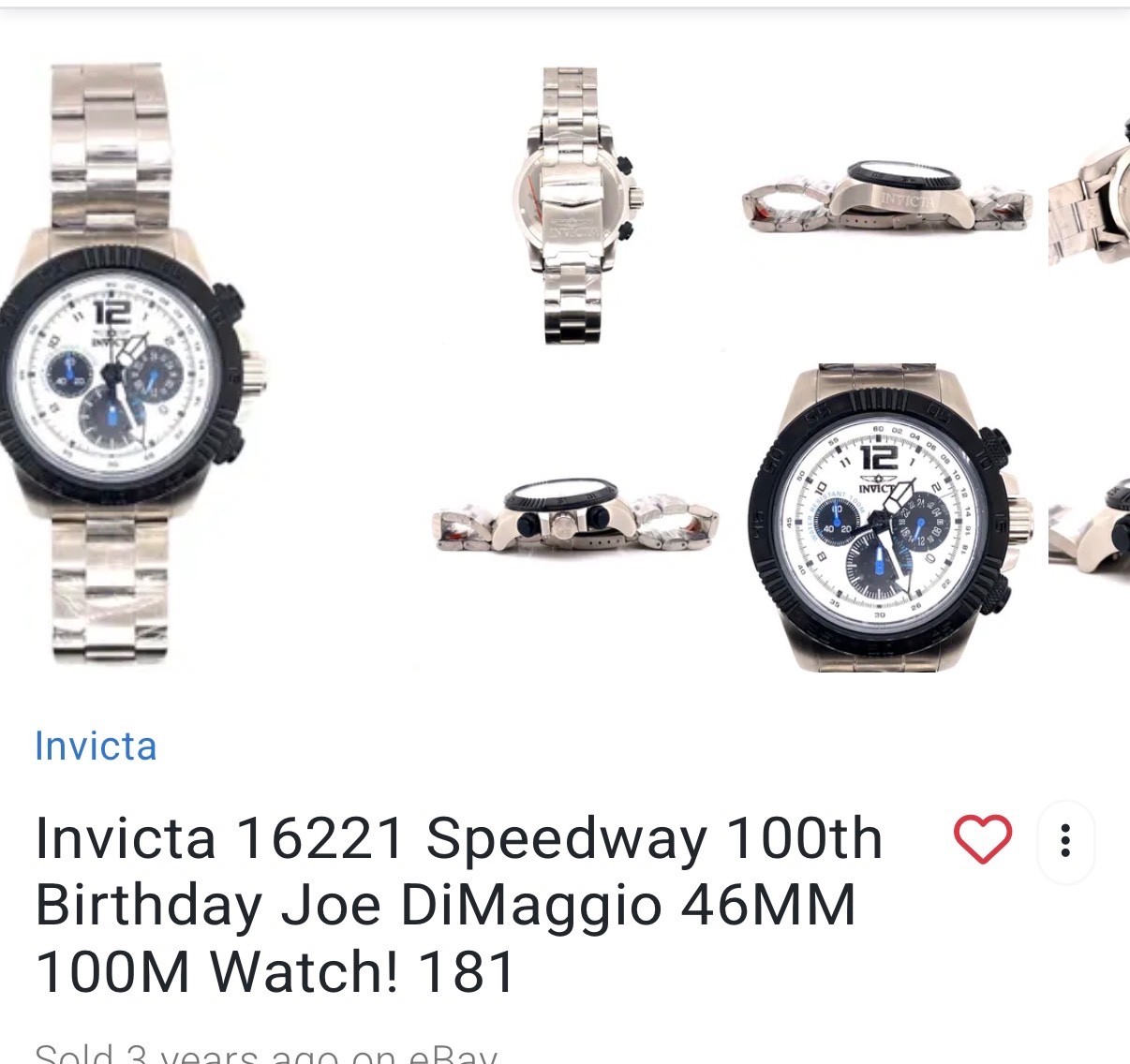 Invicta speedway Joe Damagio 100 year anniversary Stainless steal silver face