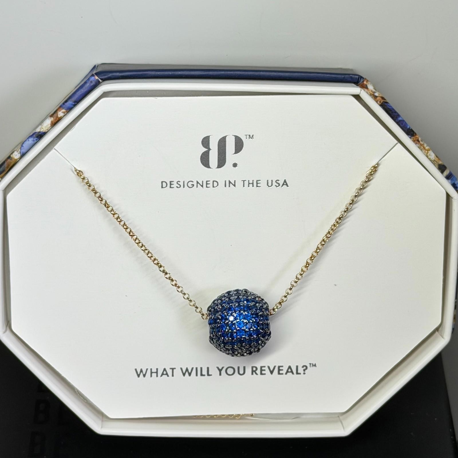 Bomb Party September Pave Necklace ”Beyond Turning The Tide” Sapphire on Gold