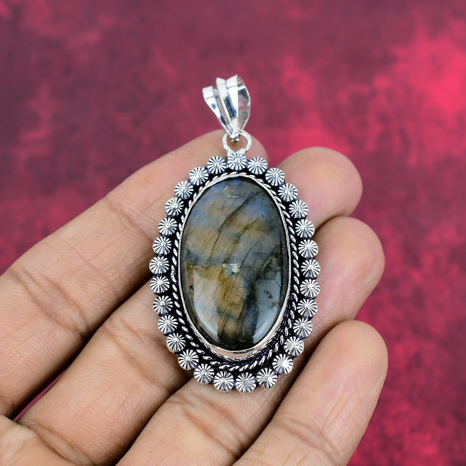 Labradorite Gemstone 925 Sterling Silver Handmade Designer Pendant Jewelry Gifts