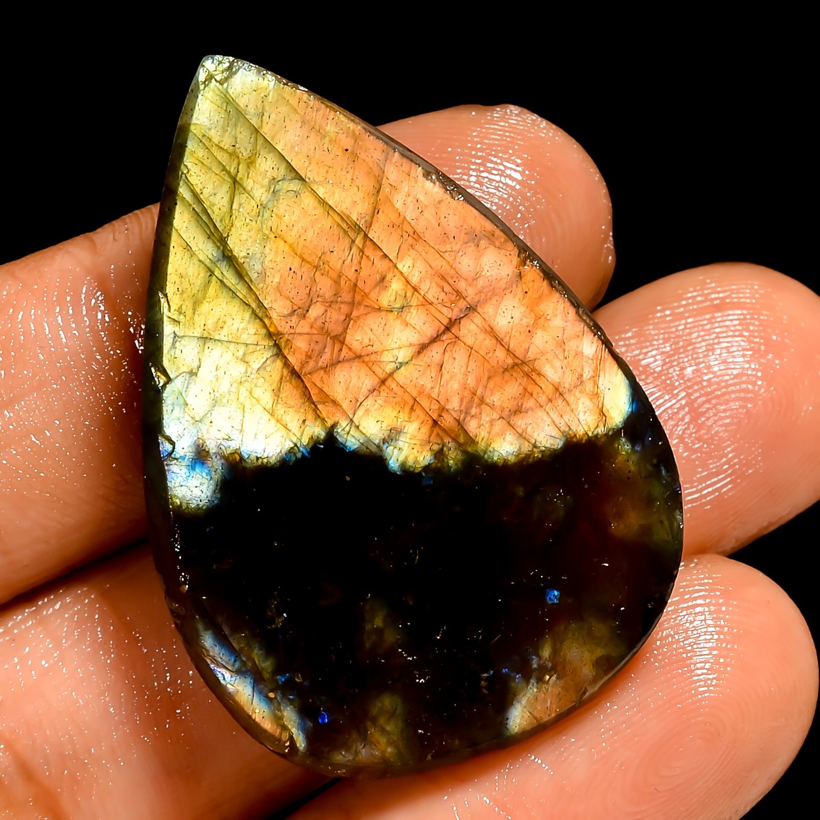 50.5 Ct Natural Labradorite Pear Cabochon Loose Gemstone For Jewelry 35X25X7 mm