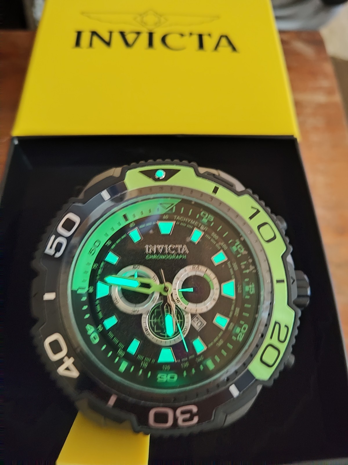Invicta TI-22 Men’s 65mm Titanium Watch Awesome Green Lume