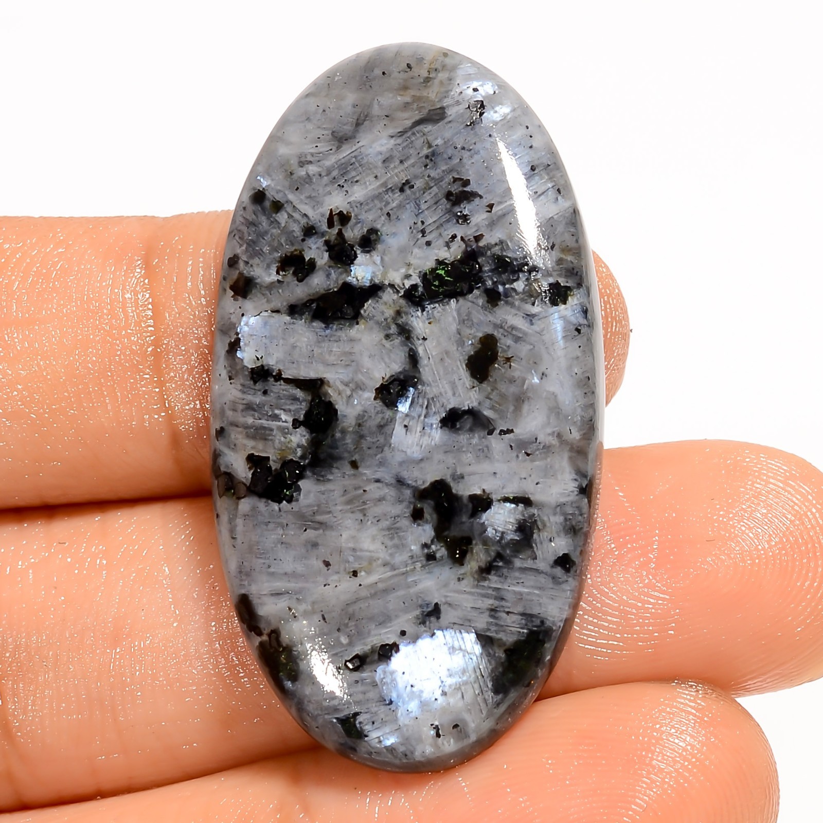 Natural Larvikite Oval Cabochon Loose Gemstone For Pendant 33.5 Ct 38X20X4 mm