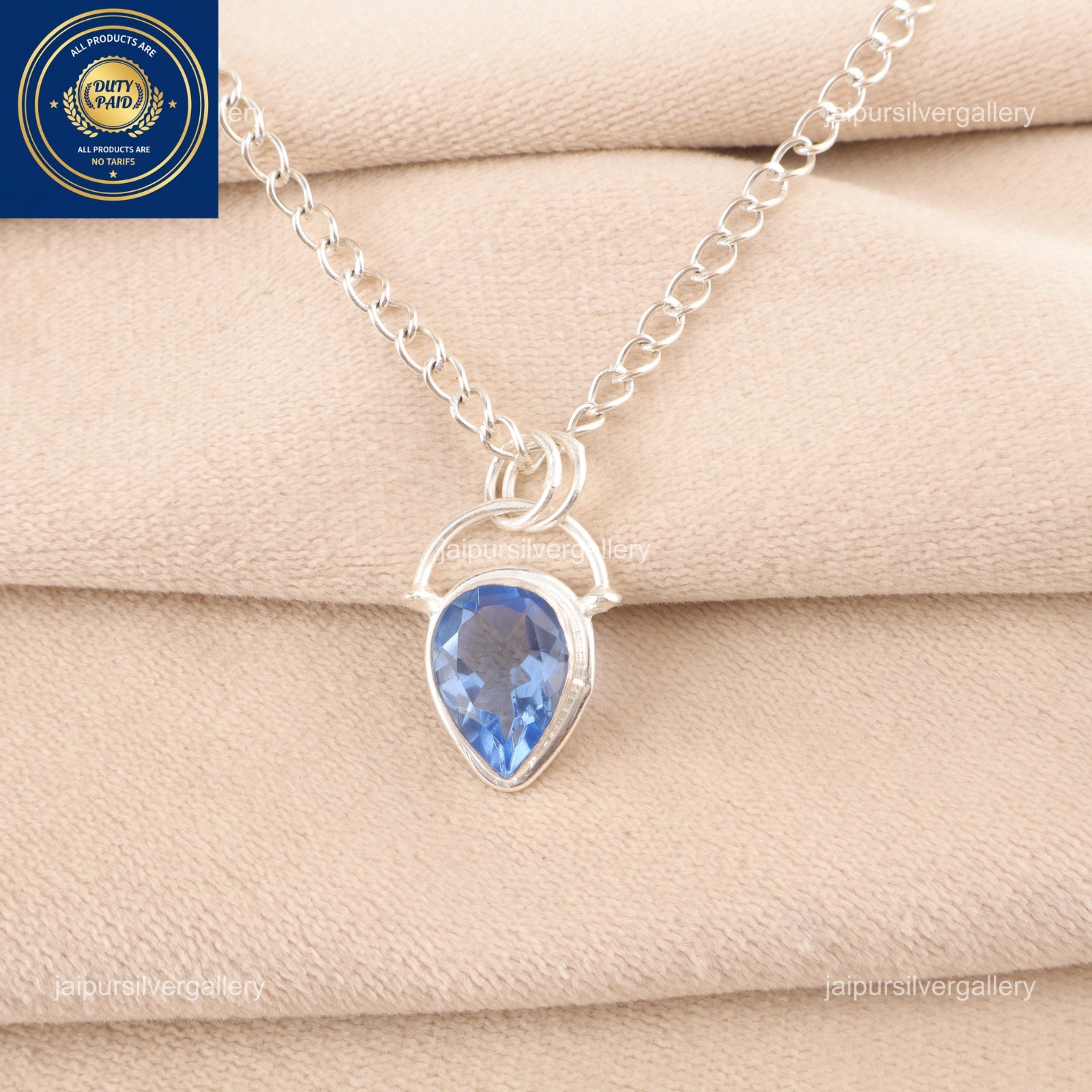 925 Sterling Silver Pear Natural Tanzanite Wedding New Year Wife Pendant Jewelry