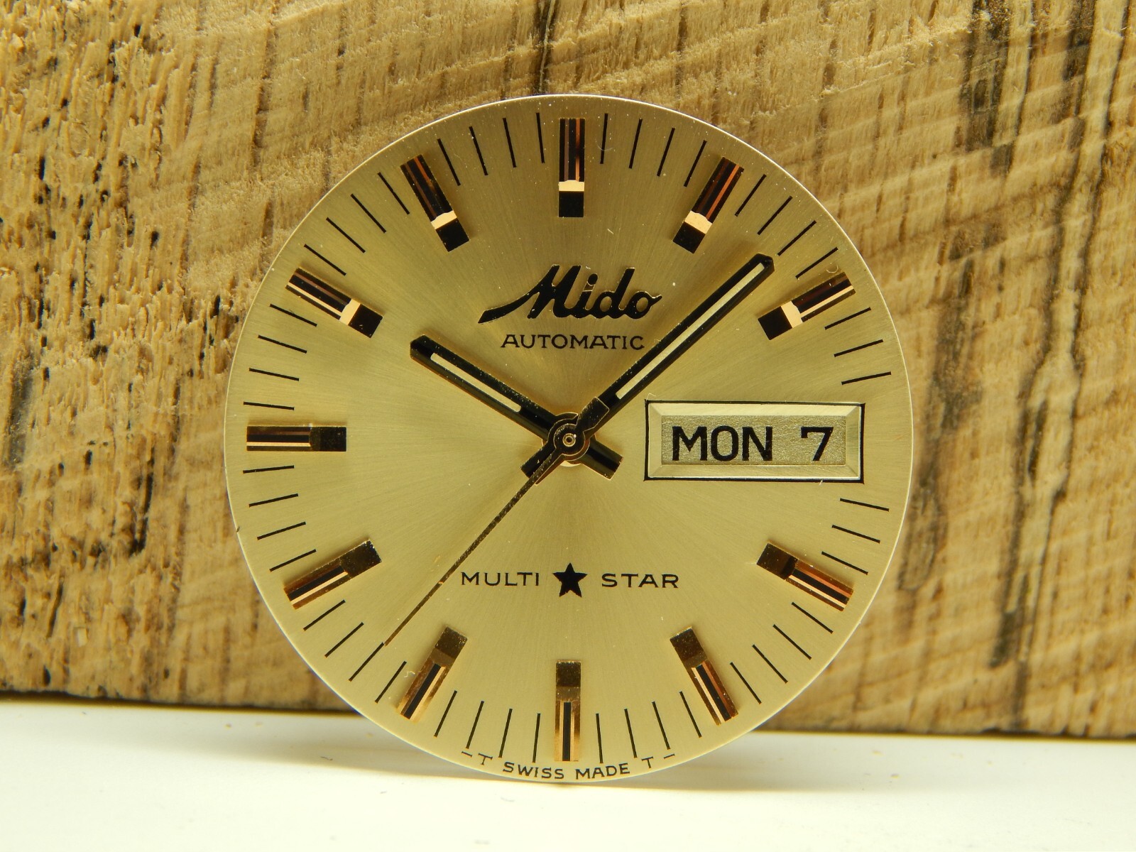 Day Date Window Gold 27.94mm Mido Automatic Multi Star Vintage Watch Dial Hands