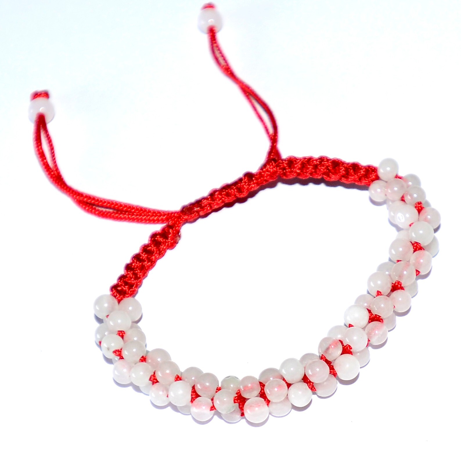 Macrame Friendship Adjustable Red Cord Feng Shui Pink Jade Beads Charm Bracelet