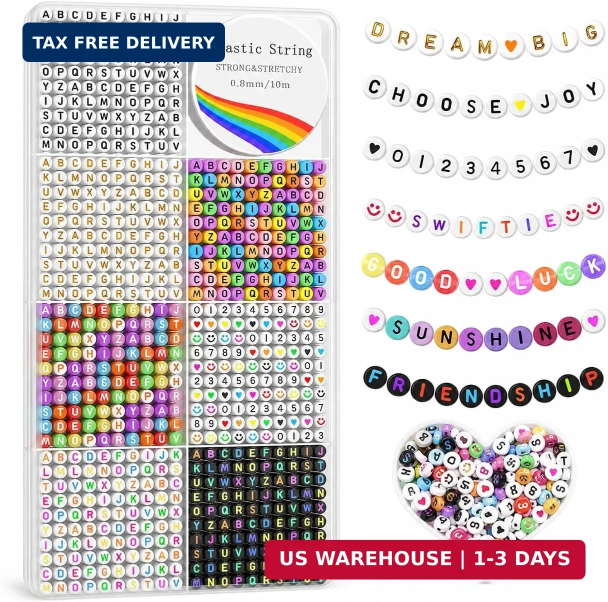 Redtwo 1600Pcs Letter Beads for Bracelets A-Z Alphabet Beads for Bracelets | 6 S