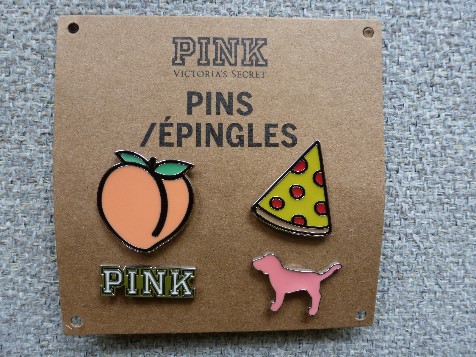 Victoria’s Secret Pins Pizza Dog Peach Pink 4 pins set