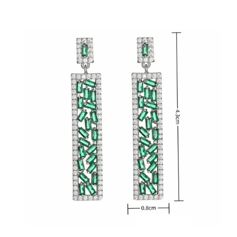 Wedding Party Jewelry Spinel Blue Topaz Gems Luxury Women Dangle Stud Earrings