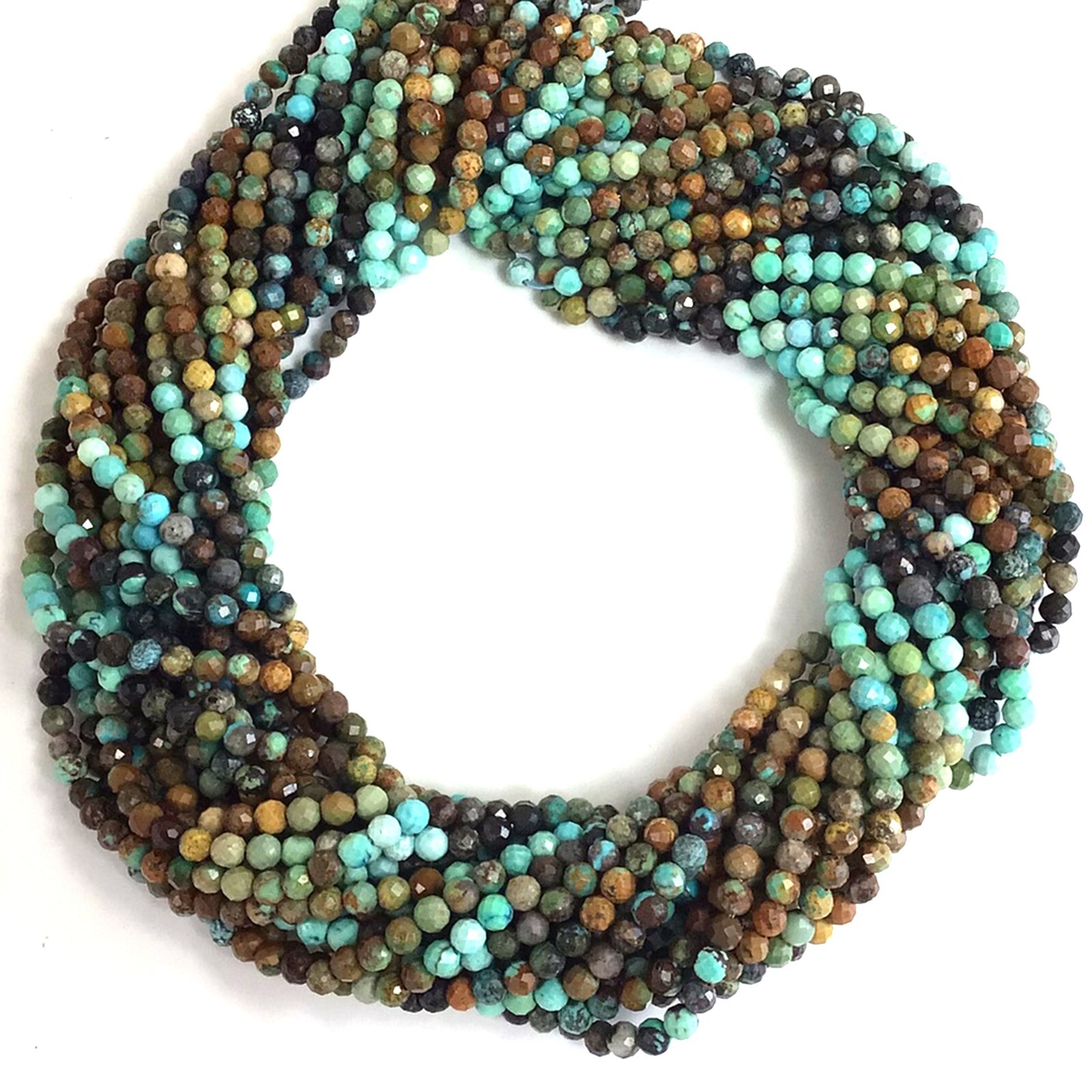 4mm Grade AAA Genuine Natural Turquoise Brown Blue Green Faceted Round Bead 15″
