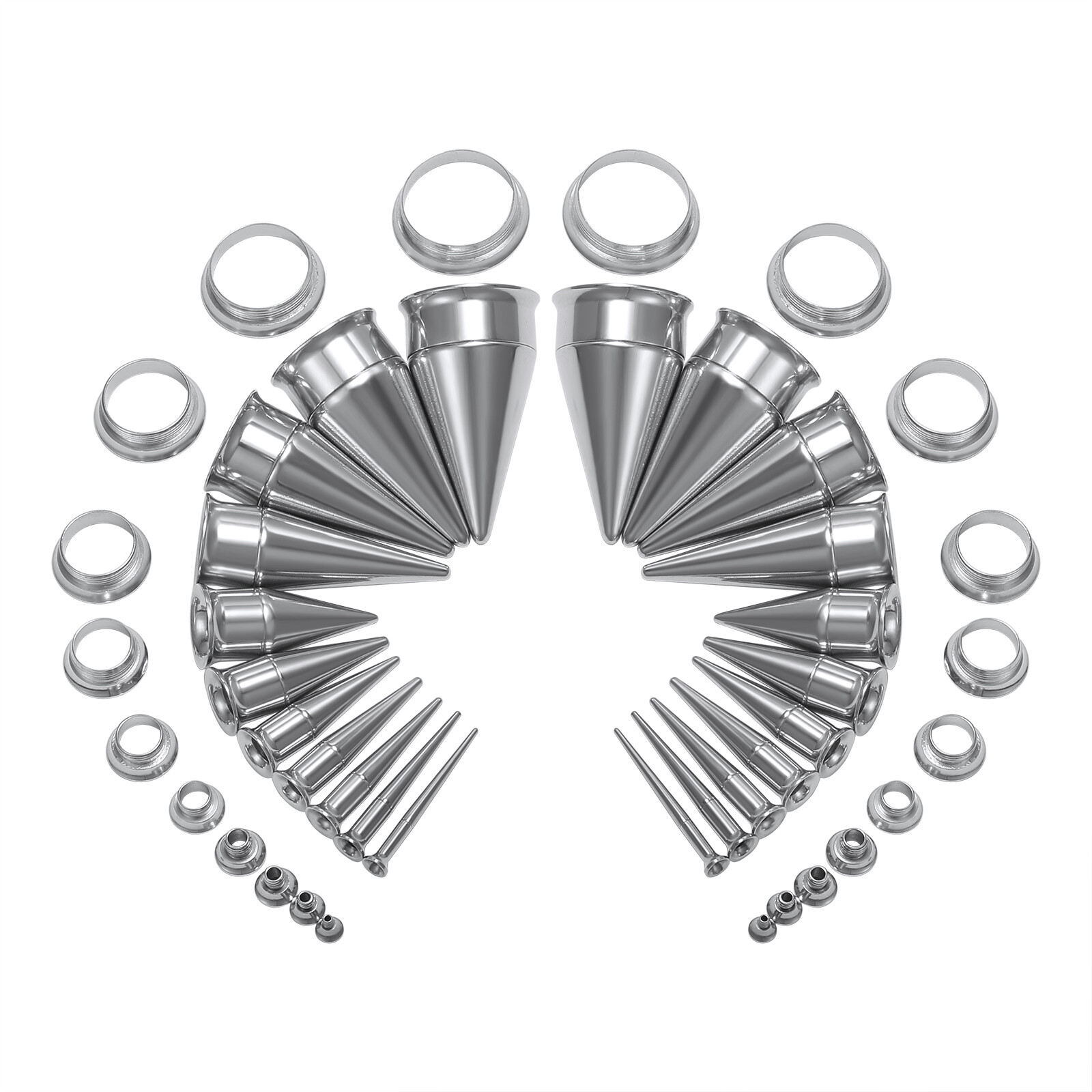 1 Set Stainless Steel Ear Tapers Expander Double Flared Ear Plug and Tunnel Kits
