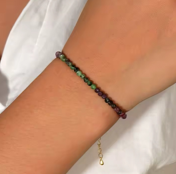 Delicate Ruby Zoisite Bracelet Natural Stone Dainty Bracelet Healing Women Gift