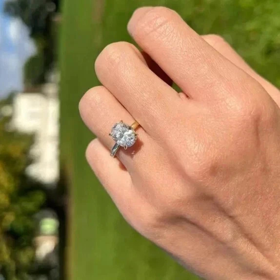 2.50 Ct Oval Lab Created Diamond Solitaire Engagement Ring 14k White Gold Plated