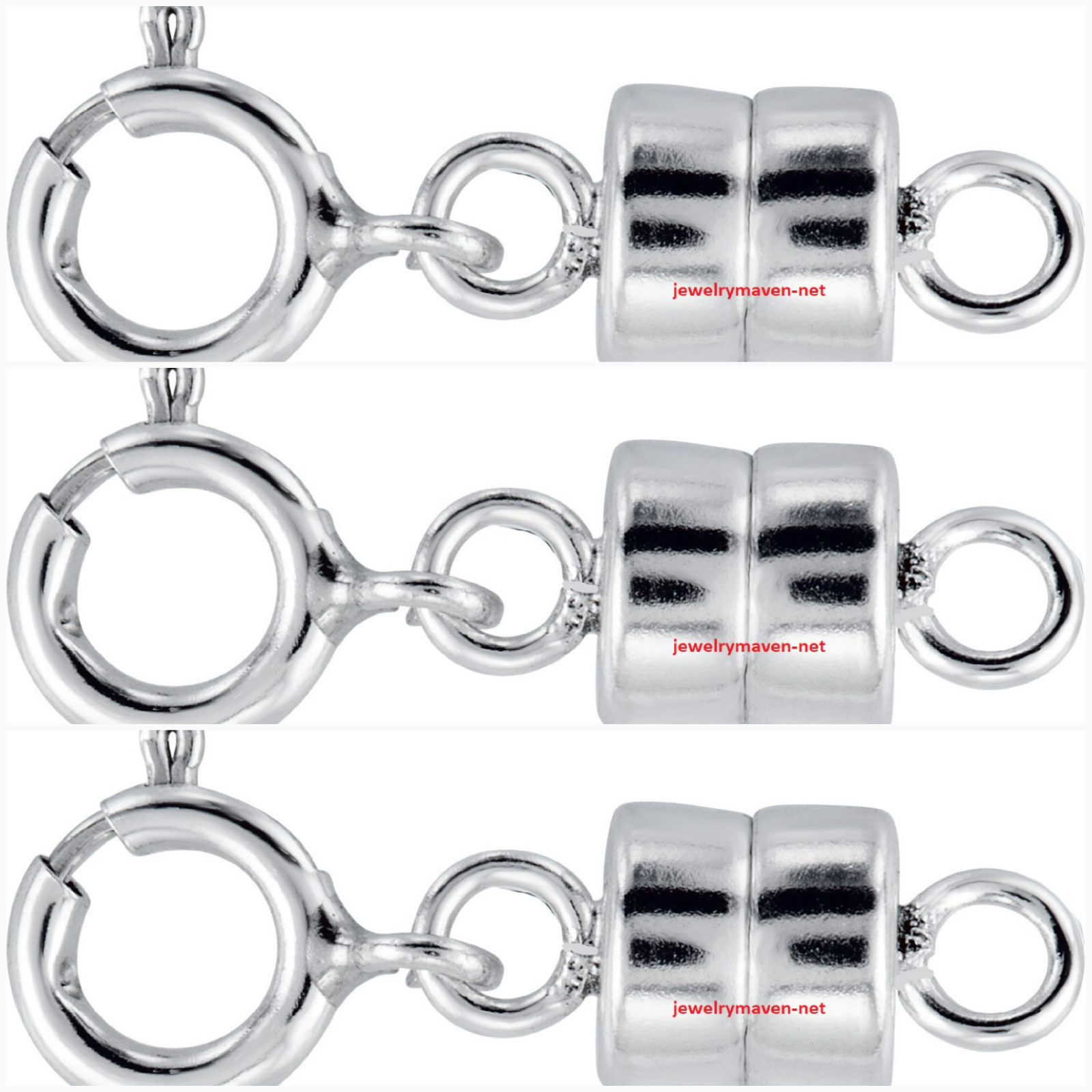 (3) 4.5mm 925 Sterling Silver MAGNETIC CLASP Converter Necklace 5mm Spring Ring