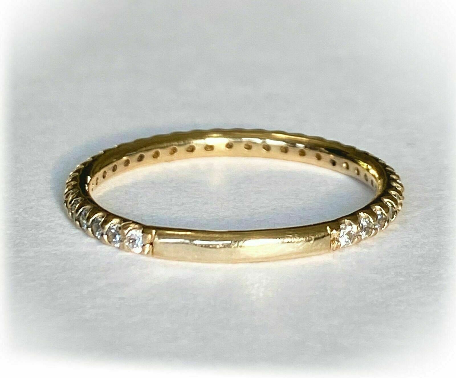 14K Yellow Gold Finish 1Ct Round Cut Simulated Women Eternity Wedding Band