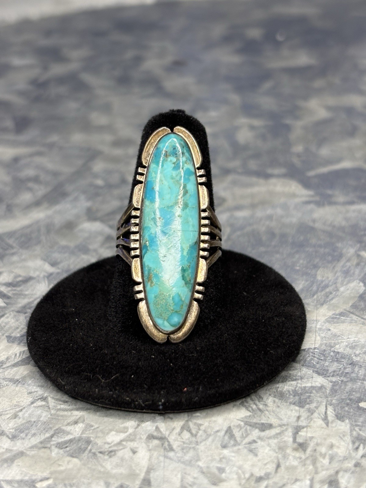 I 925 Sterling Silver Marquise Turquoise Ring Size 8 Handmade Philippines