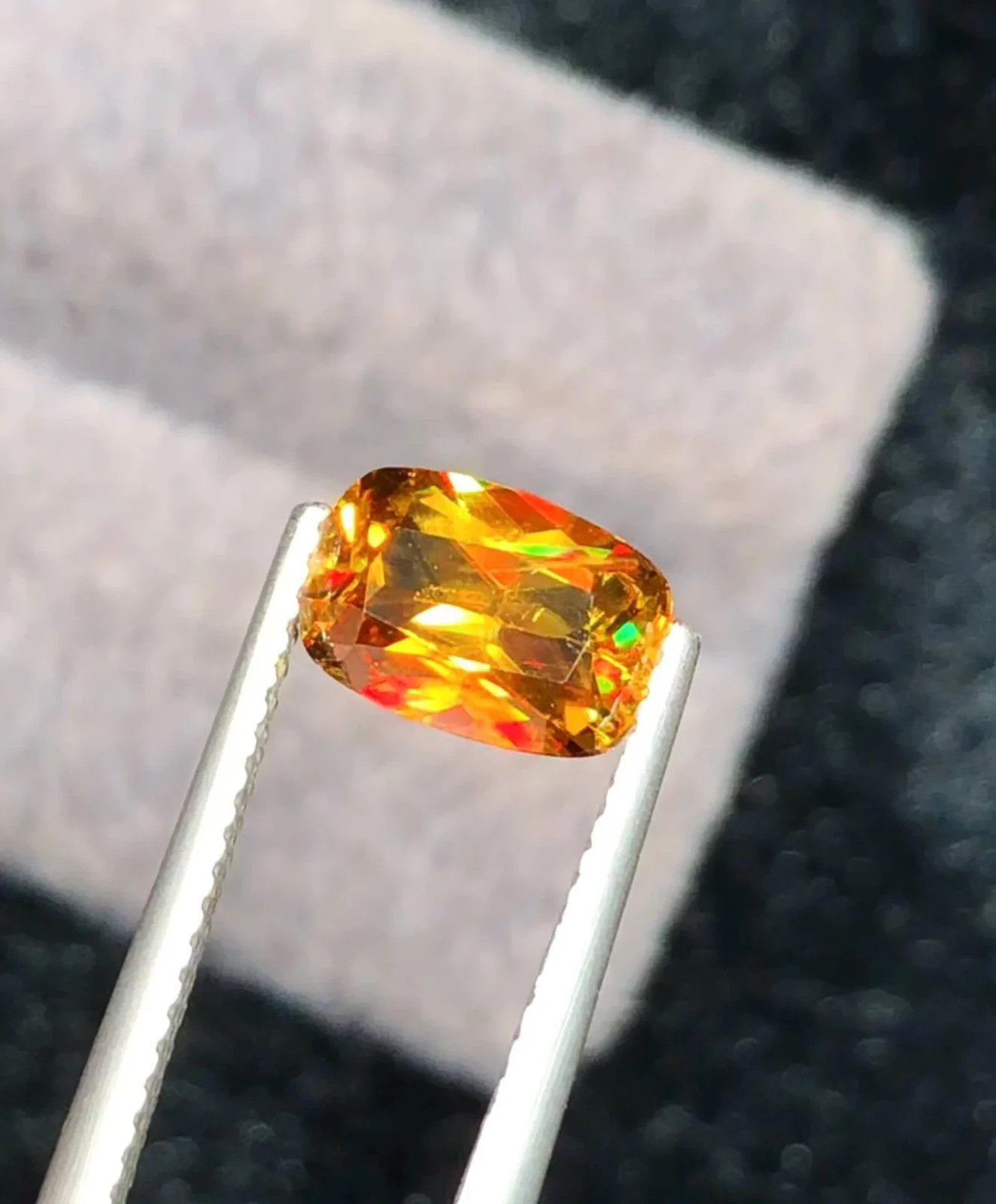Full Fire Golden Sphene/Titanite Gemstone, Cushion Cut Rare Yellow Sphene 1.85CT