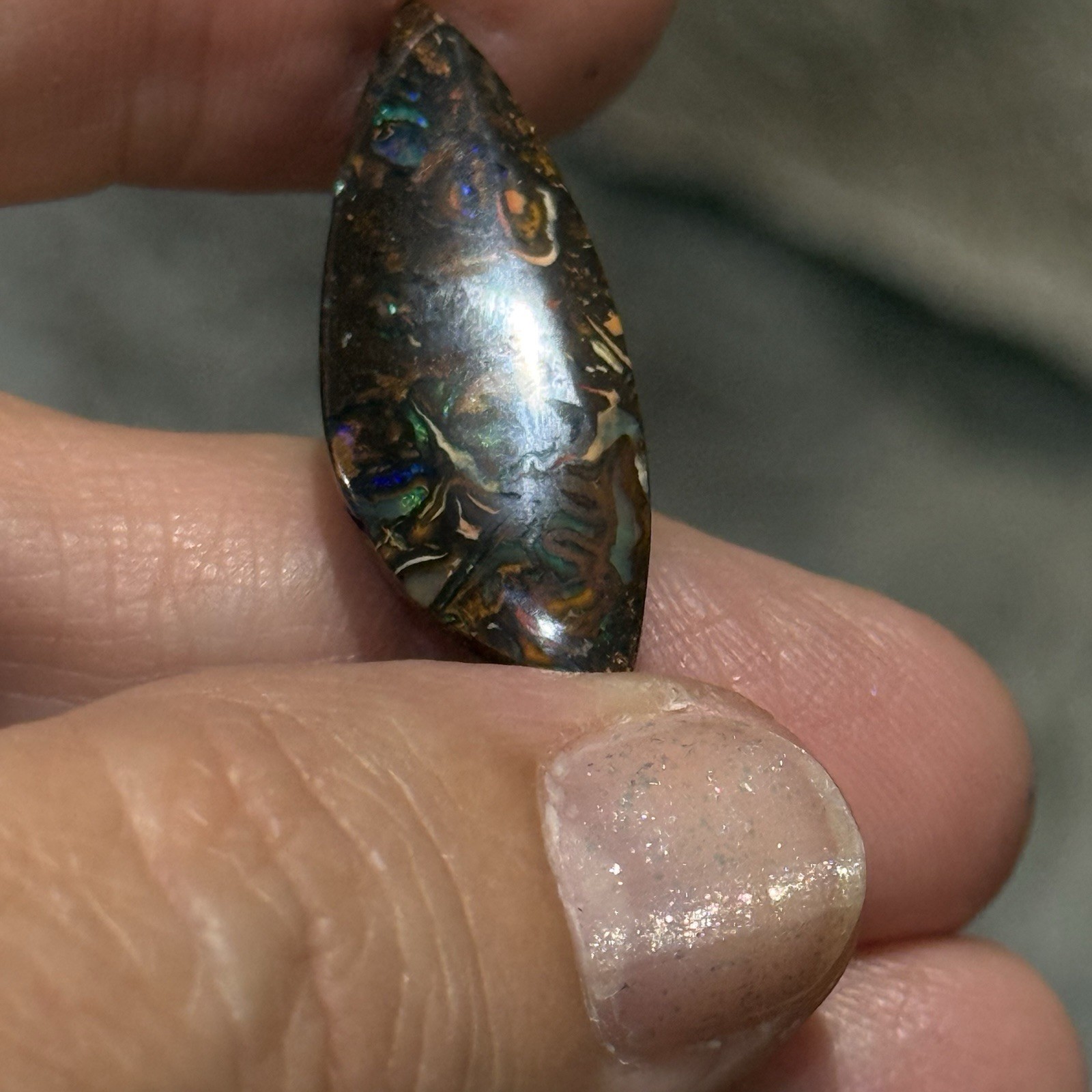 11ct 29×11.4×3.85mm Colorful Australian Koroit Boulder Opal Cabochon Gem