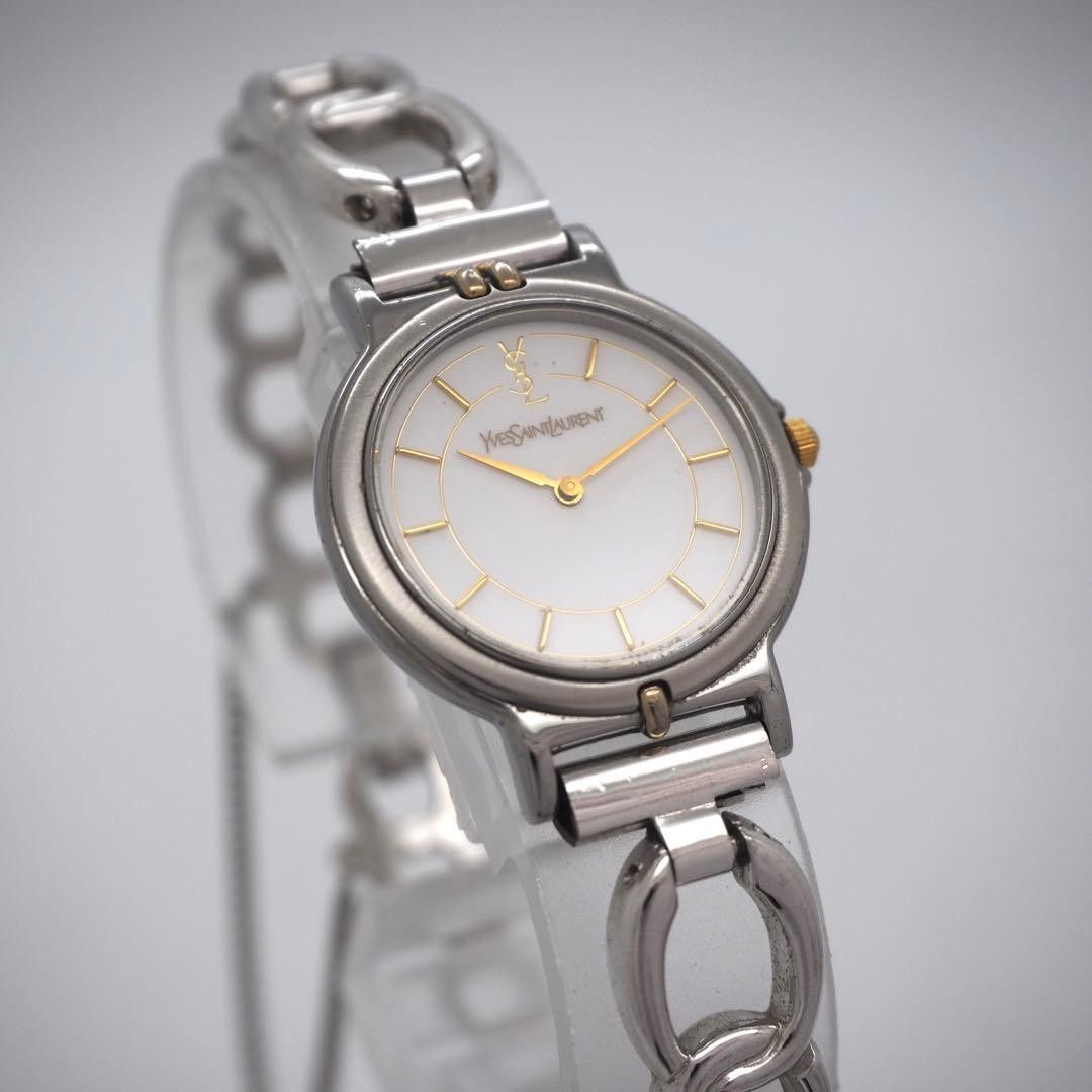 268 working Yves Saint Laurent watch white women’s round simple