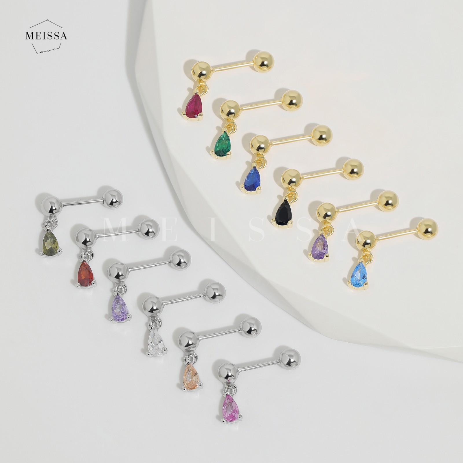 Meissa Birthstone Earrings for Women Girls Baby Screw Back Diamond Earrings Gift