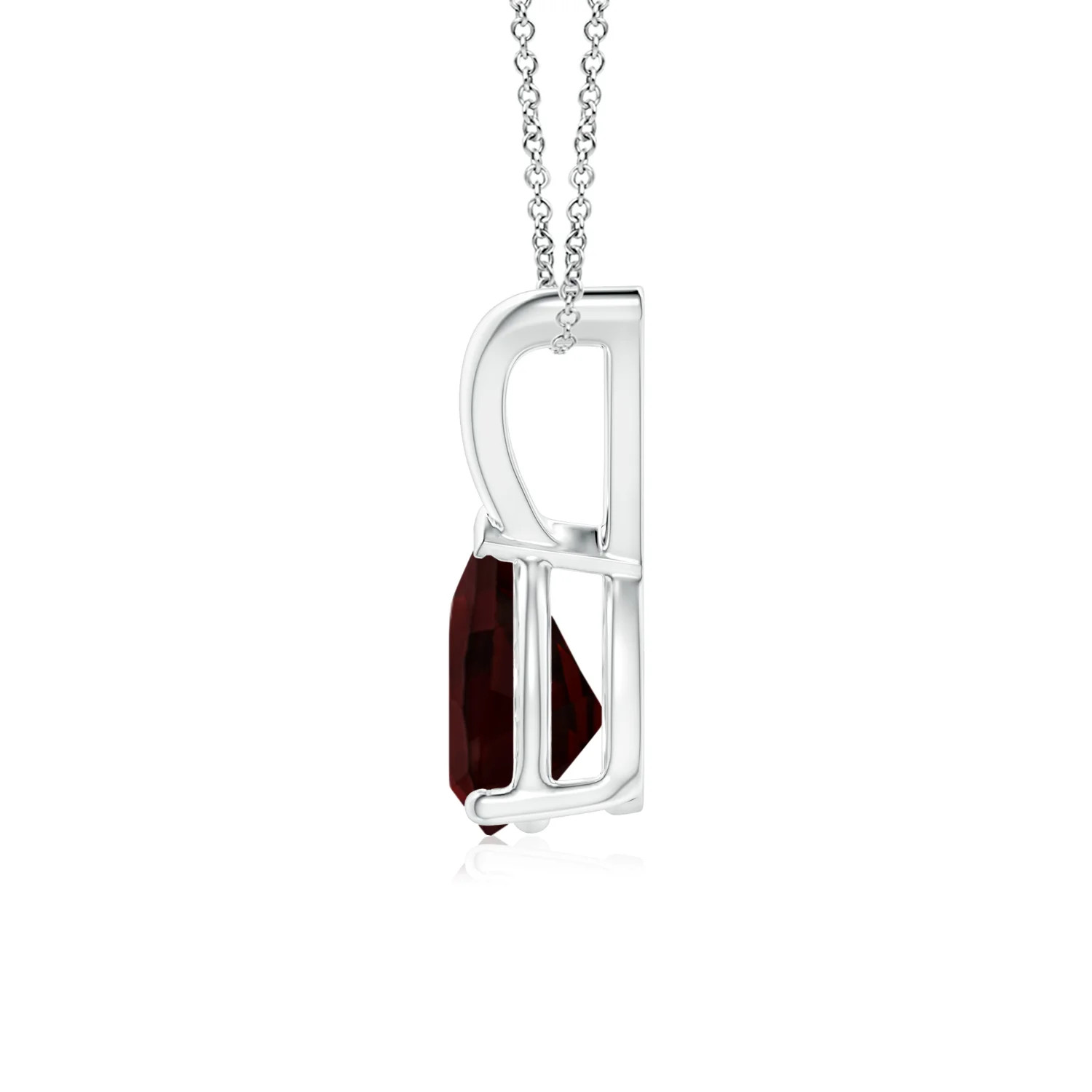 Angara Natural V-Bale Pear-Shaped Garnet Solitaire Pendant in 14K White Gold