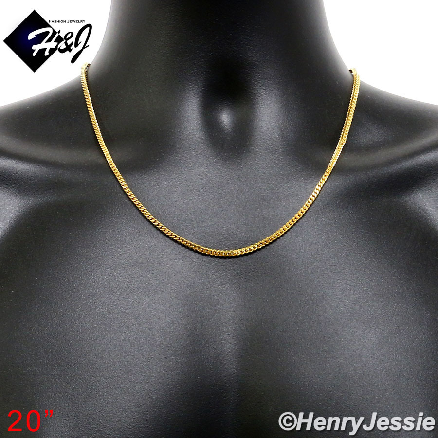 20″MEN Stainless Steel 2mm Gold Plated Franco Cuban Curb Box Chain Necklace*N150