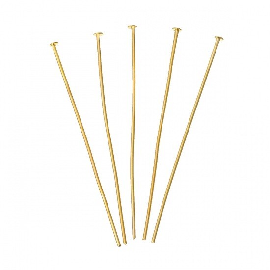 100 pcs. Gold Plated Flat Head Pins – 40mm (1.57 inch) x 0.7mm – 201Gauge