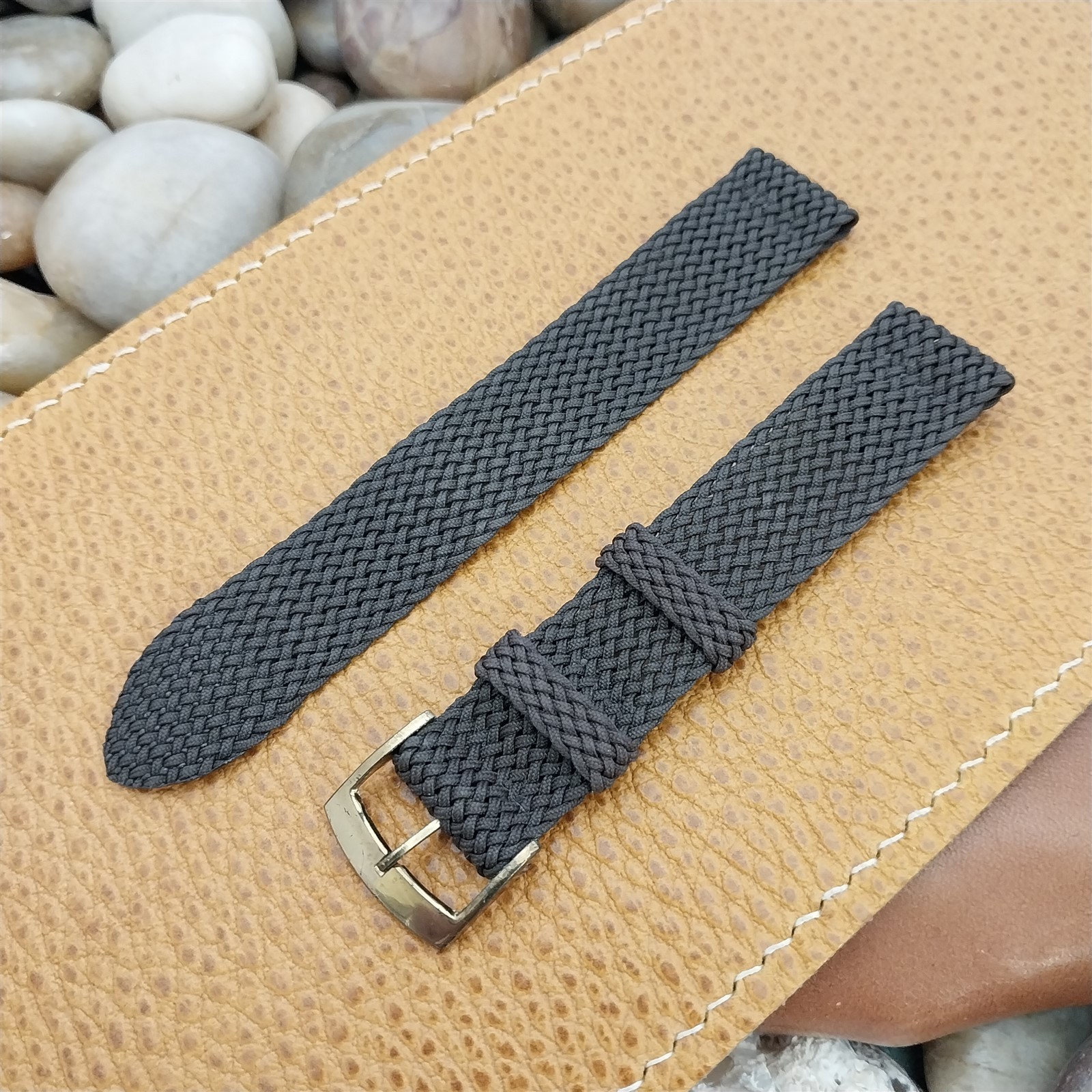 16mm Brown Perlon 2-piece 60s/70s NOS Vintage Dive Watch Strap & Brass Buckle