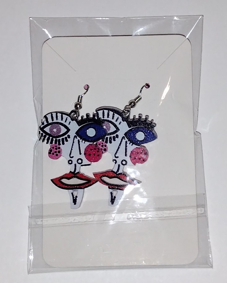 Picasso Face Art Artist Abstract Painting Artisan Dangle Drop Silver Earrings