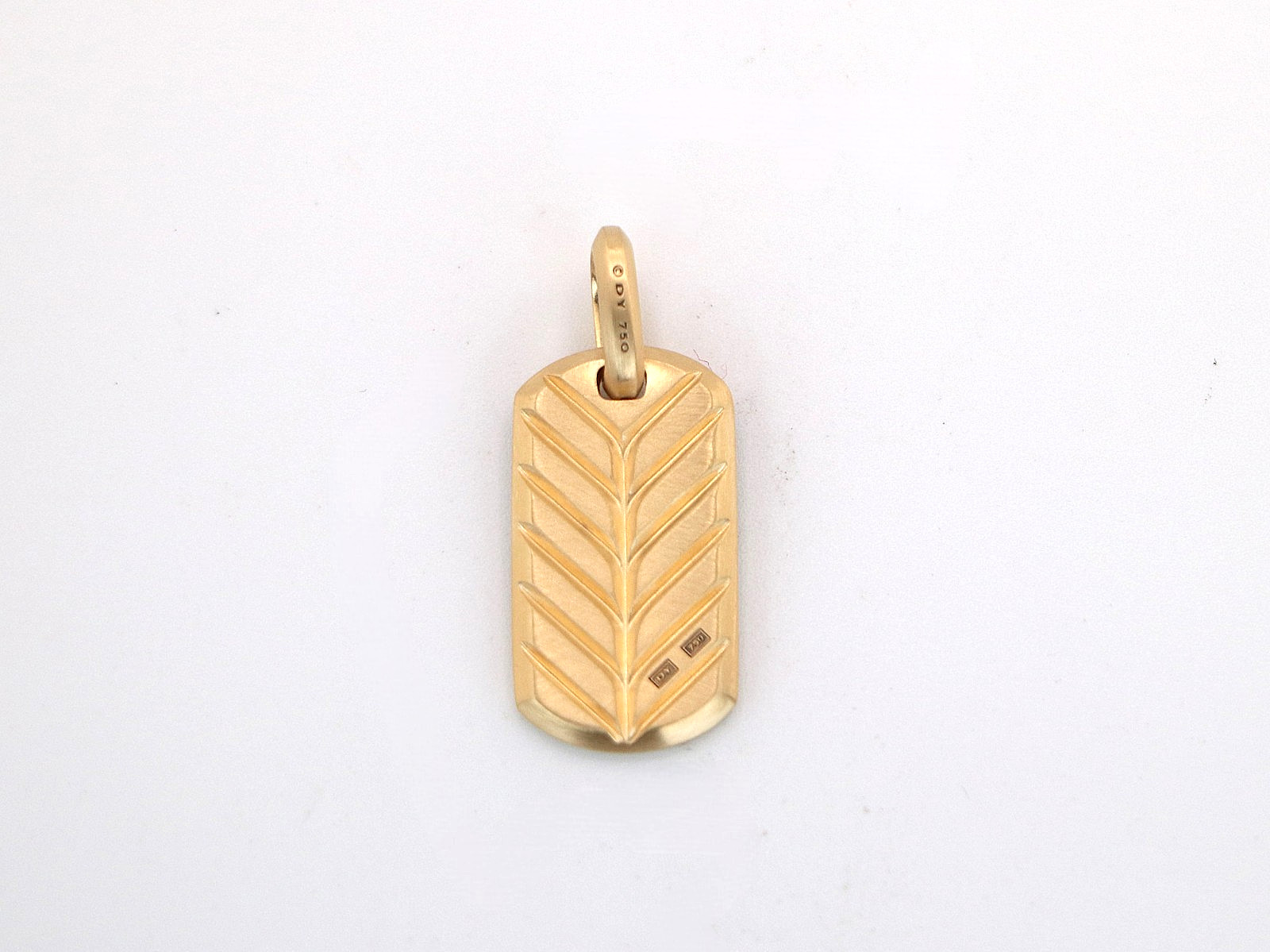 $4,500 David Yurman 18K Yellow Gold Pave Black Diamond 27mm Chevron Tag Pendant