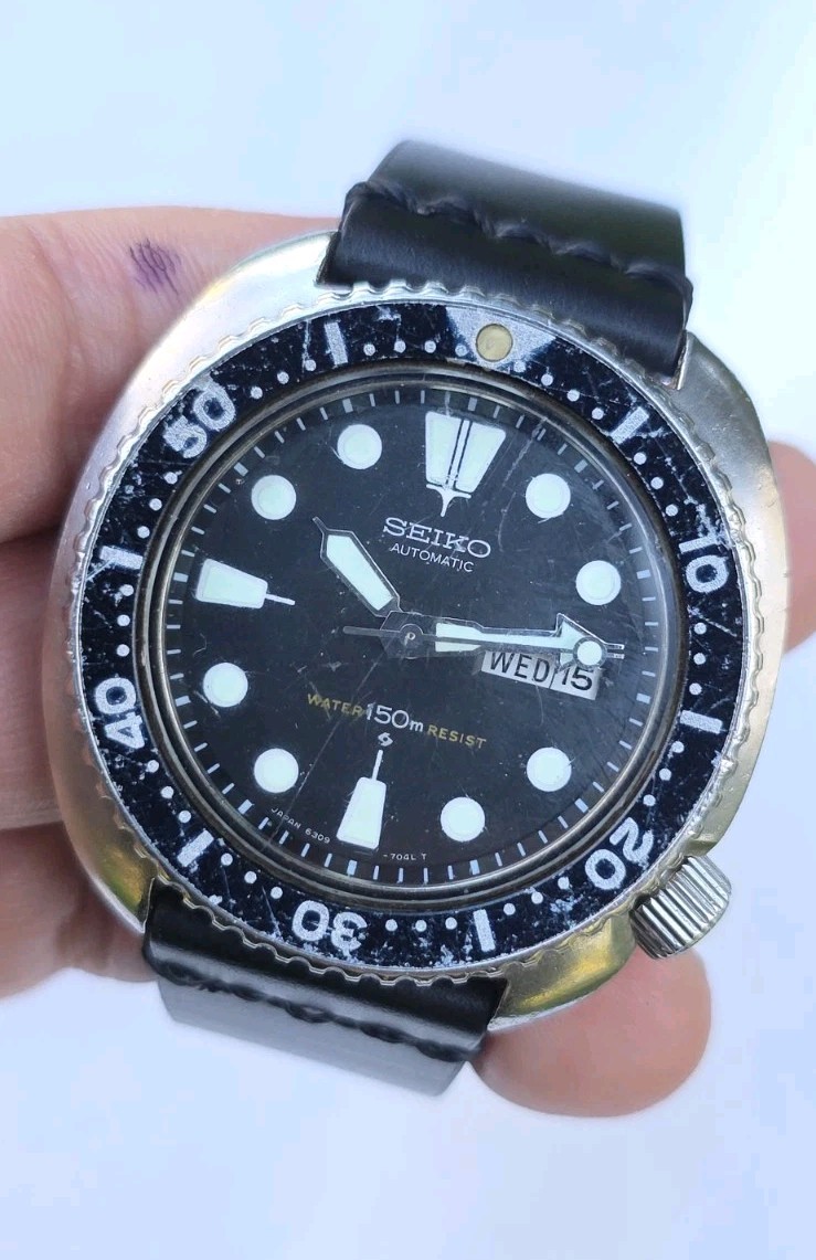 VINTAGE SEPTEMBER 1979 SEIKO 6309 7040 AUTOMATIC SUWA TURTLE DIVER WATCH