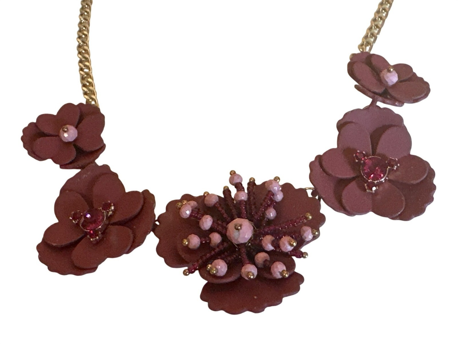 Ann Taylor Jewelry Set Necklace Bracelet Flowers Rhinestones Beaded Career Chic