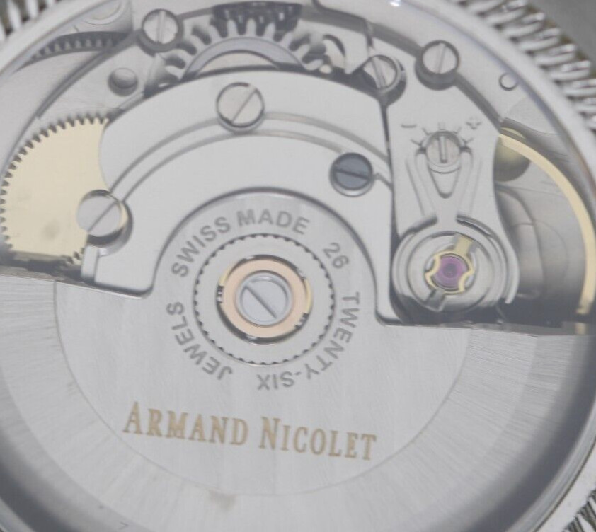 Armand Nicolet JH9 Tramelan 40mm Black Date Dial Automatic Watch W/ Box A660HAA
