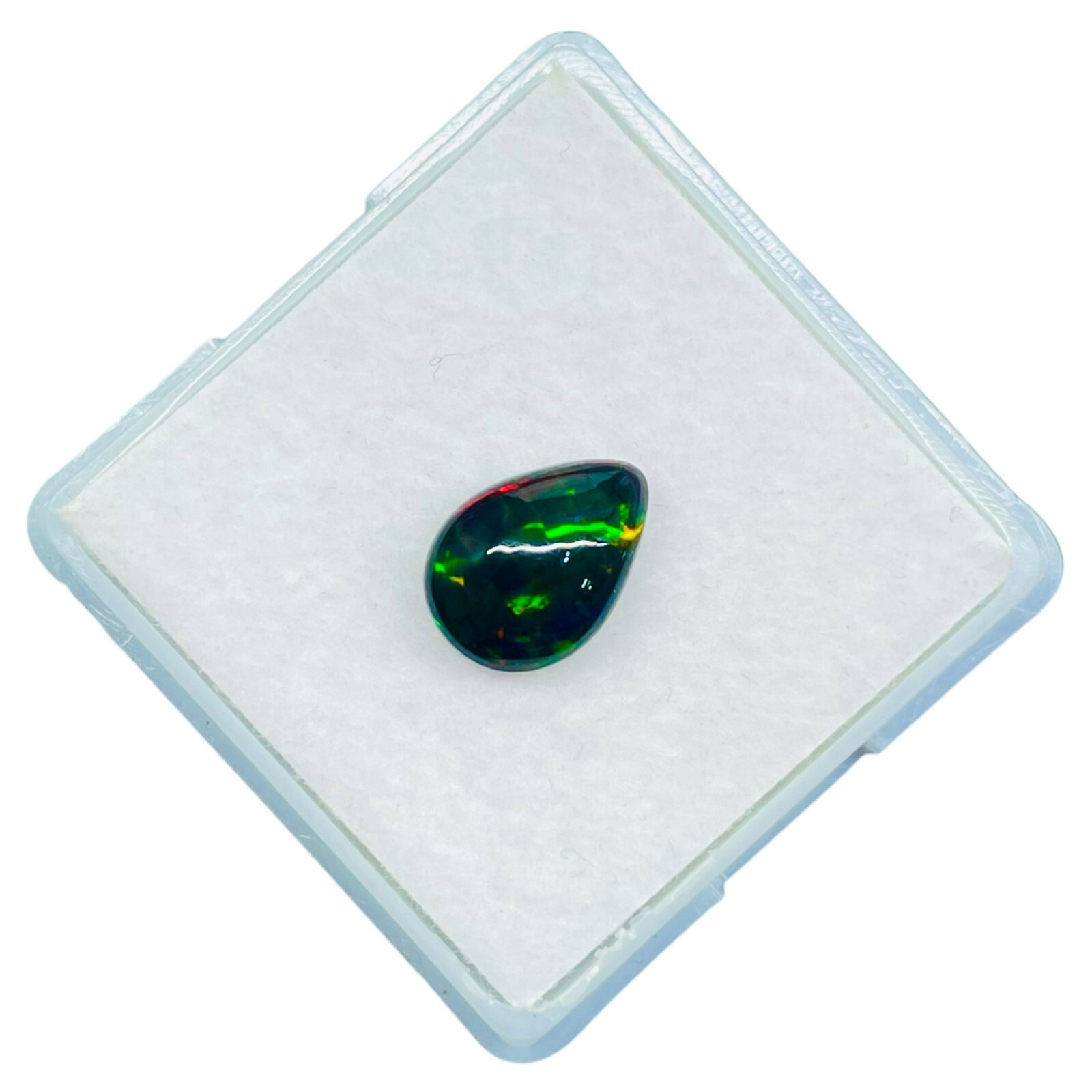 1.08 Ct Natural Ethiopian Black Opal 9.5x7mm Pear Multi Fire Cabochon Gemstone