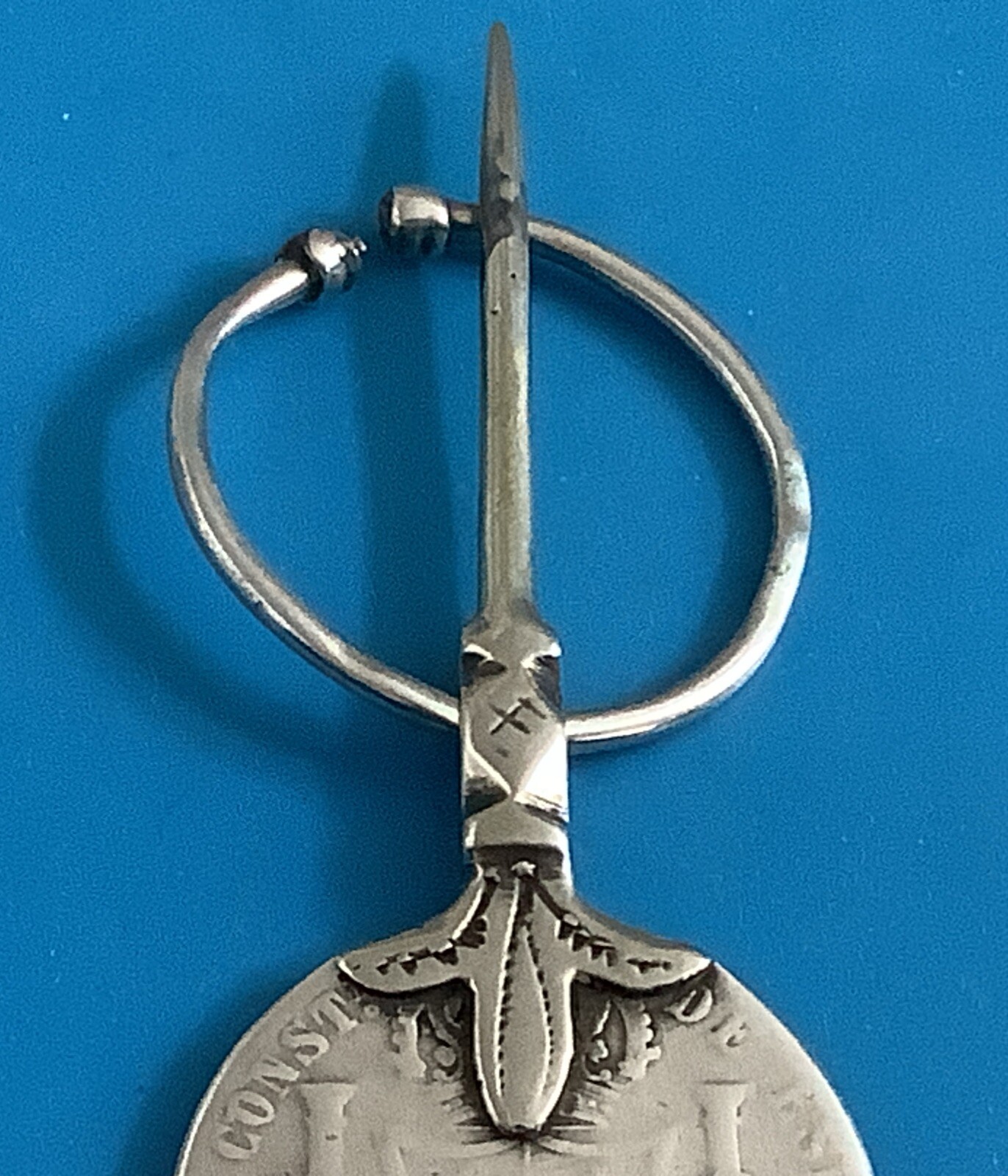 Antique Woman Berber Fibula With Spanish Silver Coin Of Alfonso XII Coin Pin J14
