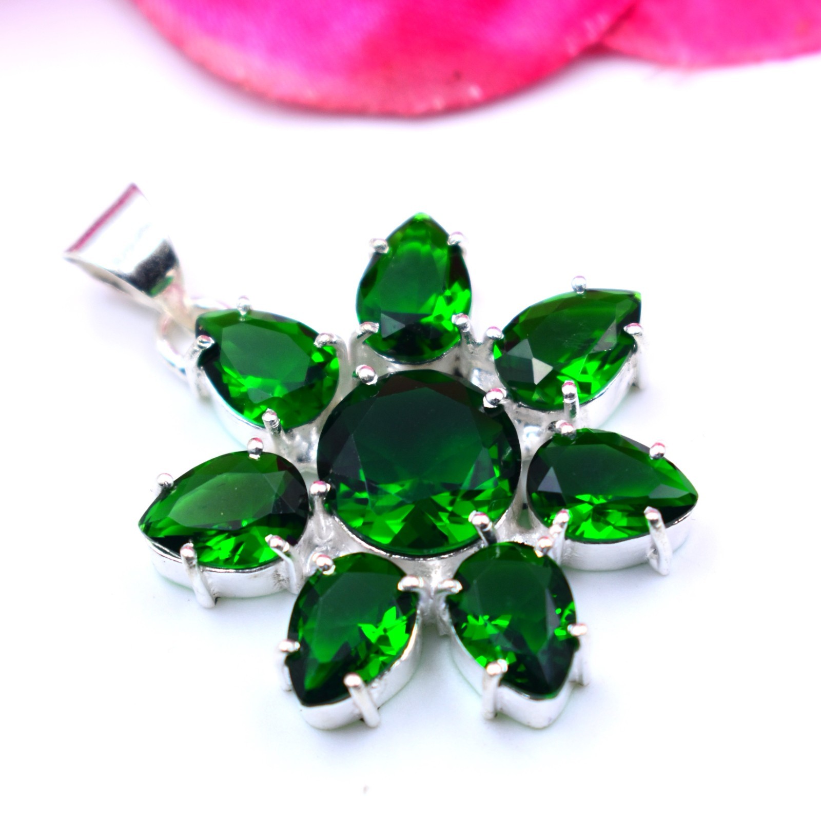Chrome Diopside Gemstone Handmade 925 Sterling Silver Jewelry Pendant Sz-1.75″
