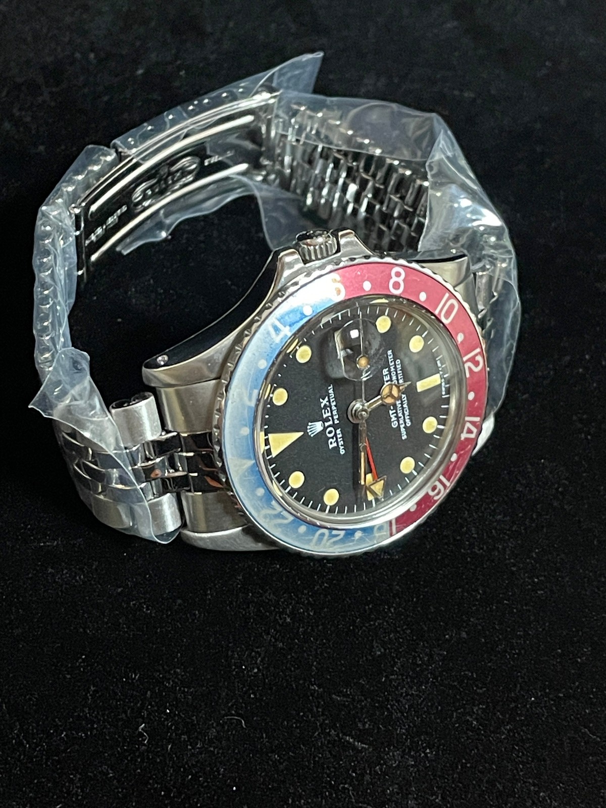 1972 Rolex Pepsi GMT-Master 1675 Red Back Insert Black Dial MK2 SS Jubilee 40mm