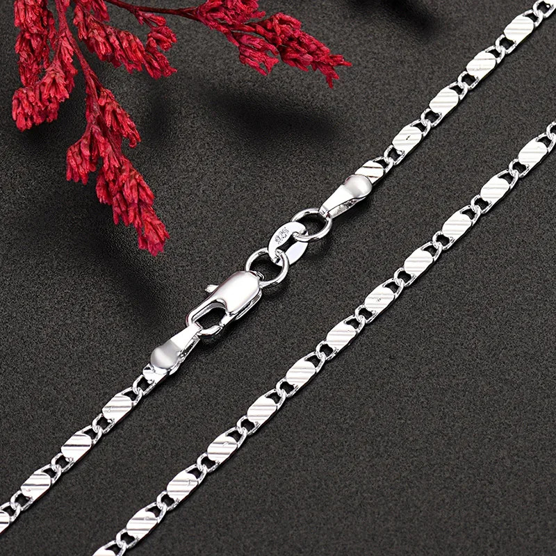 40-75CM 925 Sterling Silver 2mm Charm Chain Necklace Women Man Fashion Jewelry