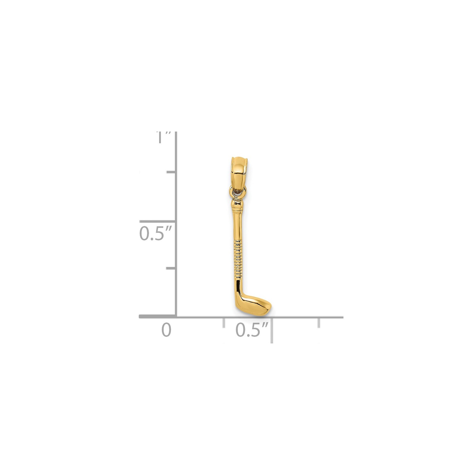 14k Yellow Gold Golf Club Pendant Charm with Grip Design for Sport Jewelry