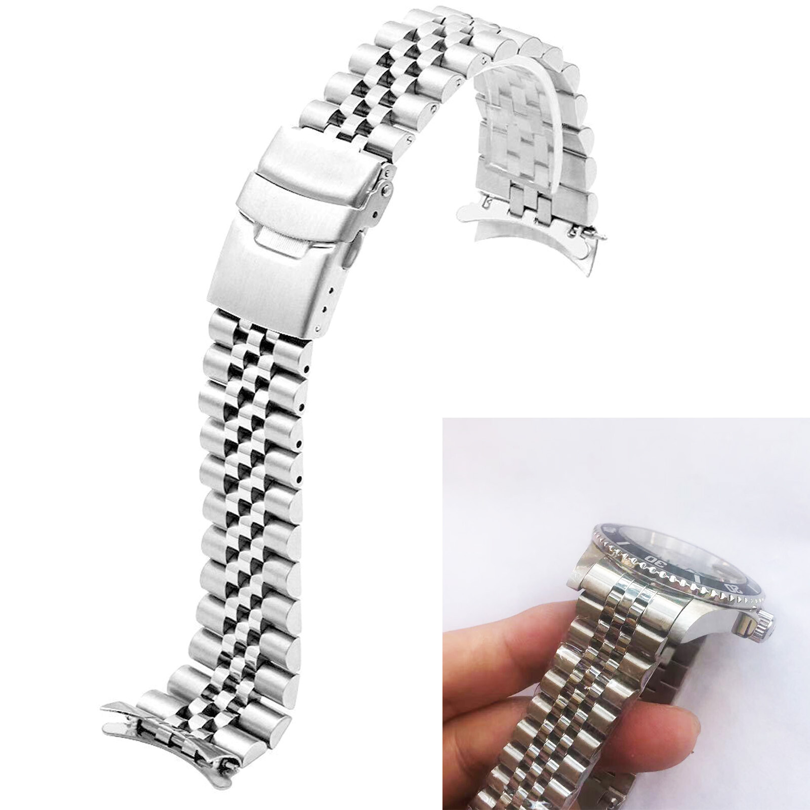 Curved End Solid Steel Watch Band For Invicta Pro Diver 89260B 8926OB Jubilee 20