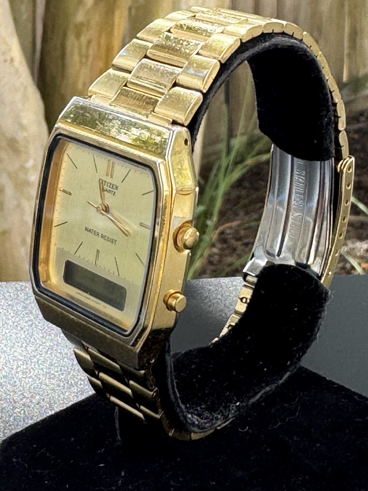 Citizen Quartz Vintage Analog-Digital LCD Gold Tone 31mm | Alarm Chrono Date