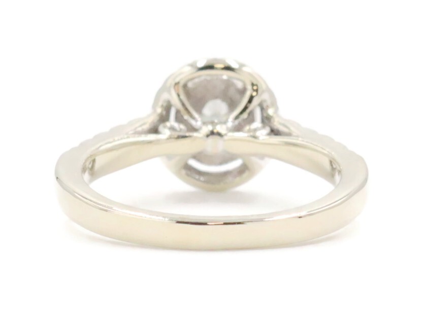 Double Halo 0.65 Ctw Oval & Round Diamond 14KT White Gold Engagement Ring 3.29g