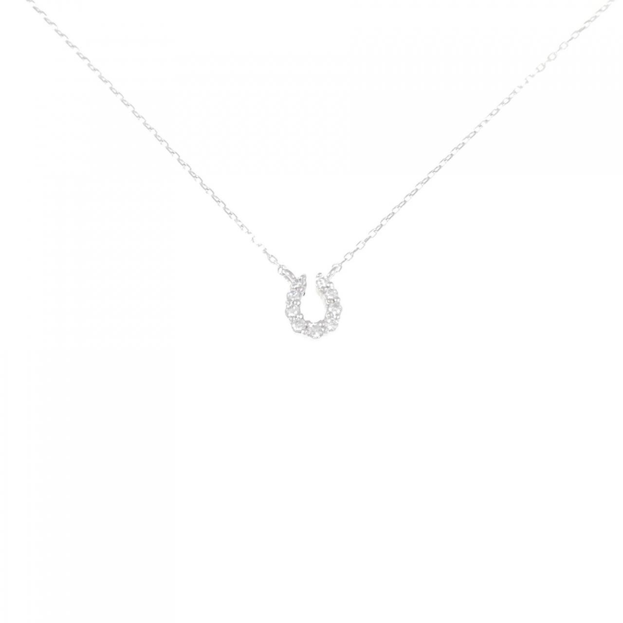 Authentic K18WG Horseshoe Diamond Necklace 0.05CT #230-000-039-6676
