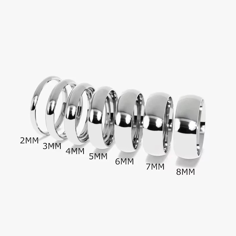 Stainless Steel Silver Polished Plain Wedding Band Ring 2mm 3mm 4mm 6mm 8mm 10m