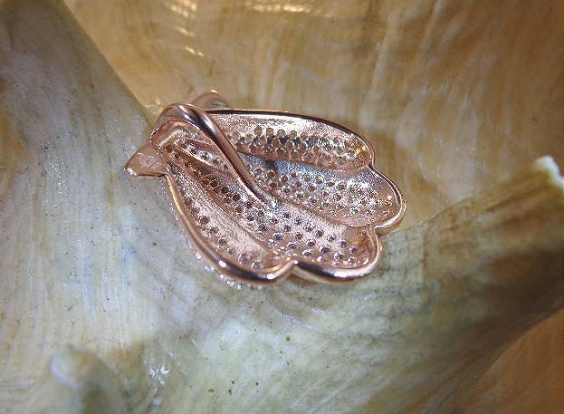 21.5MM ROSE GOLD PLATED 925 SILVER HAWAIIAN SCALLOP SHELL CZ SLIDE PENDANT #3