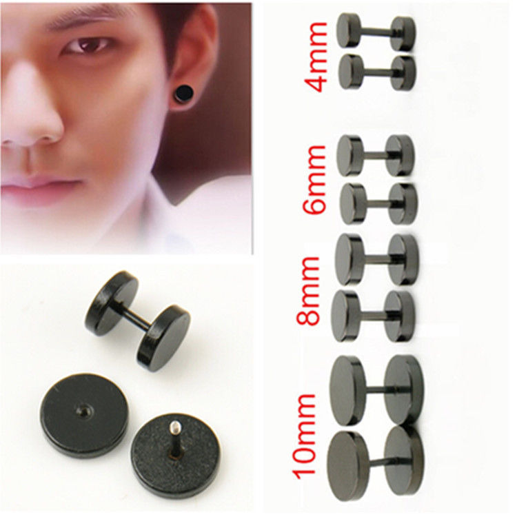 1Pair/2PCS Men Women Black Stud Earrings Stainless Steel Earrings Jewelries US